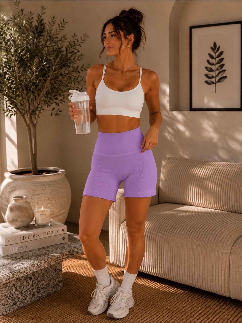 Spiritual Gangster Seamless High-Waist Lavender Bike Shorts